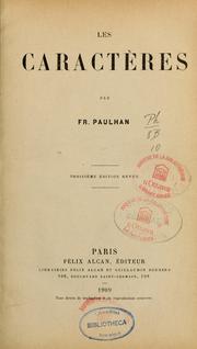Cover of: Les caractères by Frédéric Paulhan