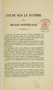 Cover of: Étude sur le rythme des bulles pontificales