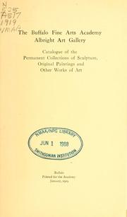 Cover of: Catalogue of the permanent collections of sculpture, original paintings and other works of art