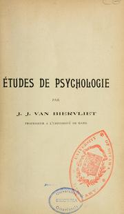 Études de psychologie by J.-J. van Biervliet