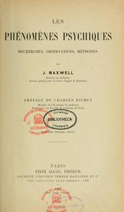 Cover of: Les phénomènes psychiques by Joseph Maxwell