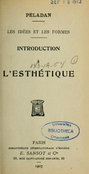 Cover of: Introduction à l'esthétique by Joséphin Péladan