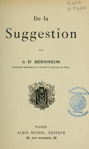 Cover of: De la suggestion