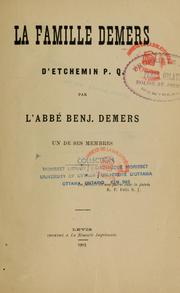 Cover of: La Famille Demers d'Etchemin, P.Q.