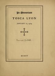 Cover of: In memoriam Tosca Lyon, January 17, 1904.