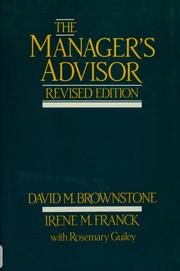 Cover of: The manager's advisor by David M. Brownstone