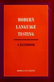 Cover of: Modern language testing by Rebecca M. Valette