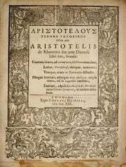 Cover of: Aristotelous techn♯s r♯torik♯s, biblia tria = by 