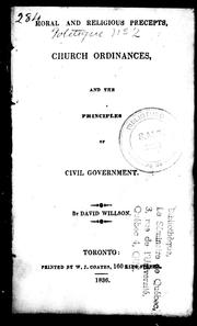 Cover of: Moral and religious precepts, church ordinances, and the principles of civil government