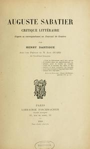 Cover of: Auguste Sabatier, critique littéraire by Henry Dartigue