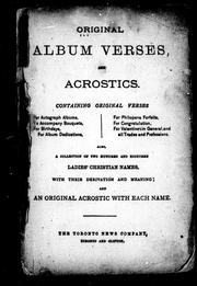 Original album verses, and acrostics