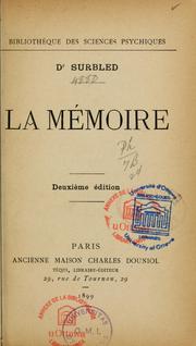 Cover of: La Mémoire