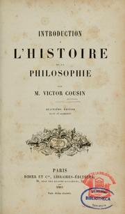 Cover of: Introduction à l'histoire de la philosophie
