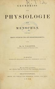 Cover of: Grundriss der physiologie des menschen