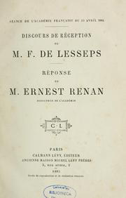 Cover of: Discours de réception de M.F. de Lesseps