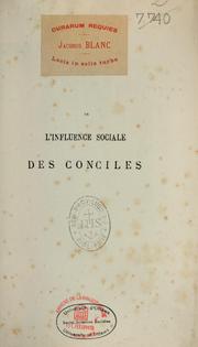 Cover of: De l'influence sociale des conciles