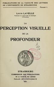 Cover of: La perception visuelle de la profondeur