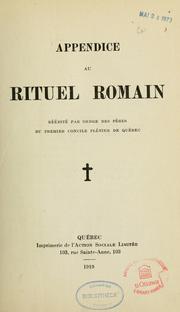 Appendice au rituel romain by Église catholique