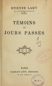 Cover of: Témoins de jours passés