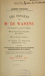 Cover of: Les pensées de Mme de Warens by Albert Metzger