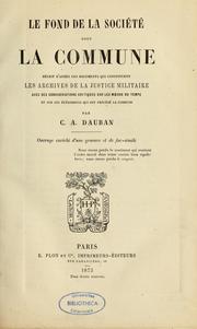 Cover of: Le fond de la société sous la commune