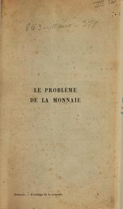 Cover of Le problème de la monnaie by Jacques Arthuys
