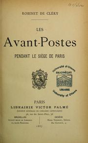 Cover of: Les avant-postes pendant le siège de Paris \