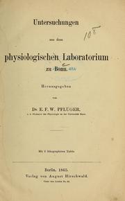 Cover of: Untersuchungen aus dem Physiologischen Laboratorium zu Bonn