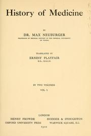 Cover of: History of medicine by Max Neuburger