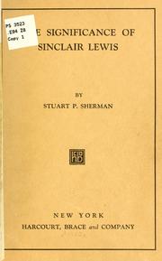 Cover of: The significance of Sinclair Lewis