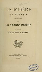 Cover of: La Misère en Agenais de 1600 à 1629 et la grande famine de 1630-1631