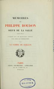 Cover of: Mémoires de Philippe Boudon, sieur de La Salle, 1626-1652