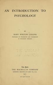 Cover of: An introduction to psychology | Mary Whiton Calkins