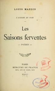 Cover of: Les saisons ferventes: poèmes