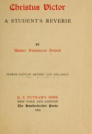 Cover of: Christus victor: a student's reverie