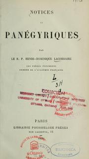 Cover of: Notices et panegyriques by Henri-Dominique Lacordaire