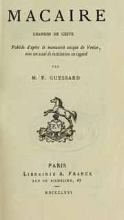 Cover of: Macaire: chanson de geste.