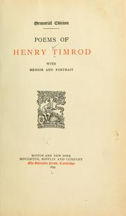 Cover of: Poems of Henry Timrod: with memoir and portrait