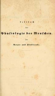Cover of: Lehrbuch der Physiologie des Menschen: für Ärzte und Studirende