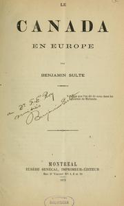 Cover of: Le Canada en Europe by Benjamin Sulte