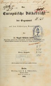 Cover of: Das europäische Völkerrecht der Gegenwart: auf den bisherigen Grundlagen
