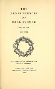 Cover of: The reminiscences of Carl Schurz by Carl Schurz