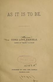 Cover of: As it is to be