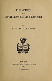 Cover of: Diderot as a disciple of English thought