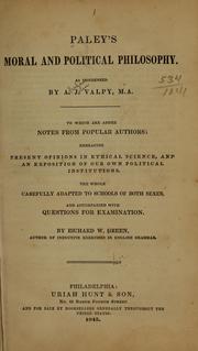 Cover of: Paley's moral and political philosophy.