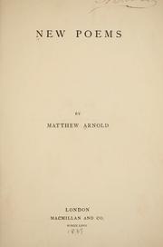 Cover of: New poems by Matthew Arnold