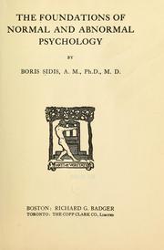 Cover of: The foundations of normal and abnormal psychology by Sidis, Boris