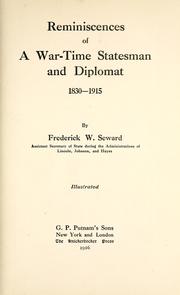 Cover of: Reminiscences of a war-time statesman and diplomat: 1830-1915