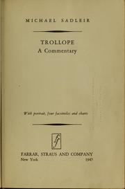 Cover of: Trollope by Michael Sadleir