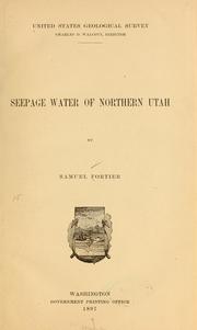 Cover of: Seepage water of northern Utah